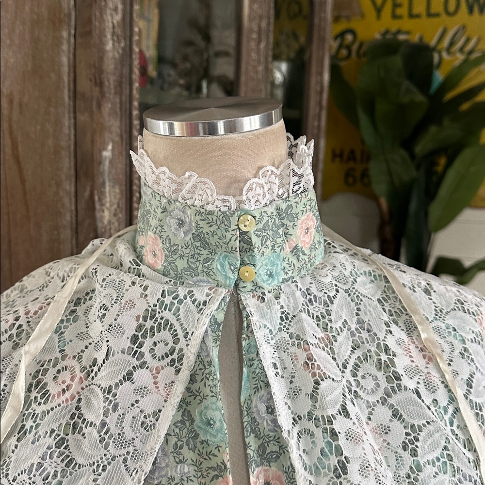 GUNNE SAX VINTAGE FLORAL DRESS LACE TRIM XL * POCKETS EXCELLENT - Picture 6 of 7